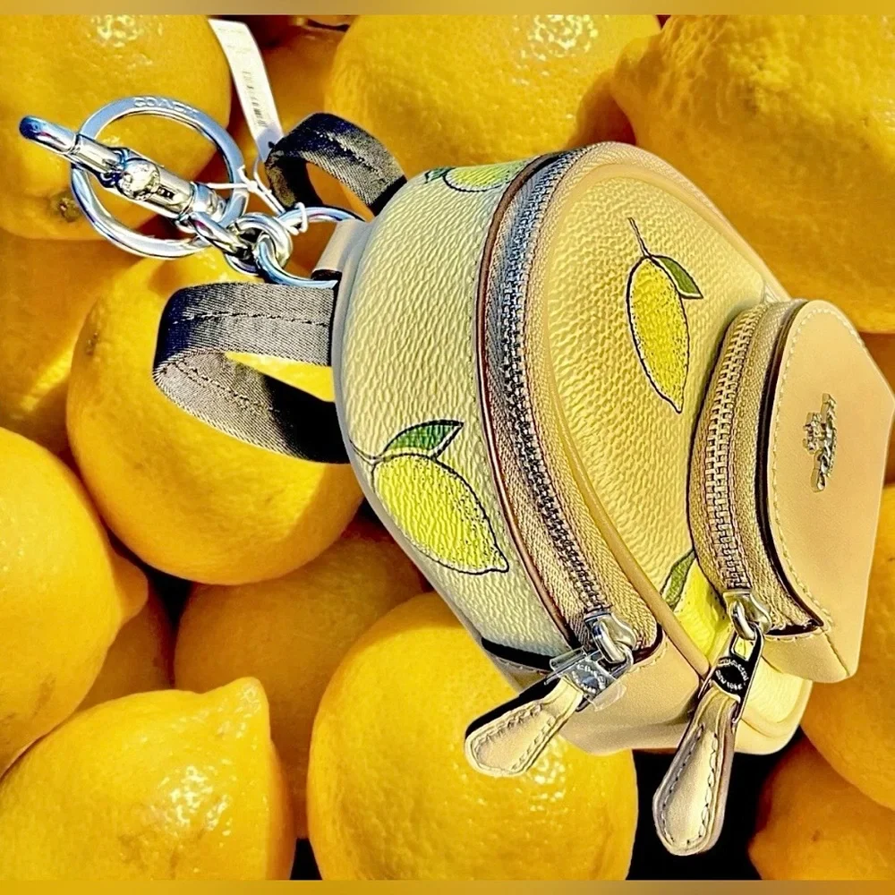 Coach CardHolder/KeyChain/BagCharm ADORABLE Lemon Micro-Mini Backpack NWT - Picture 2 of 15